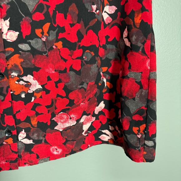 Ann Taylor LOFT Women's Red Floral Sleeveless Button Up Top - Size Small - Corp - Picture 4 of 7